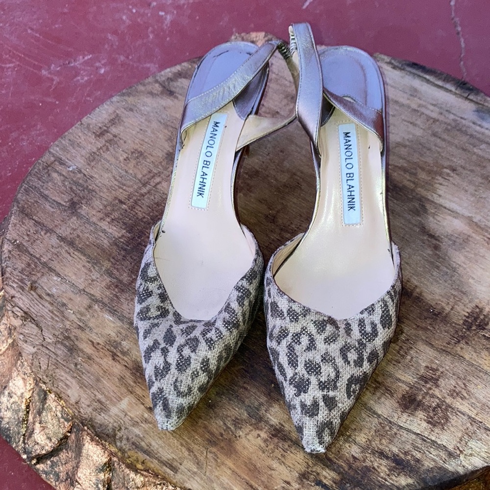 Manolo Blahnik leopard print heels